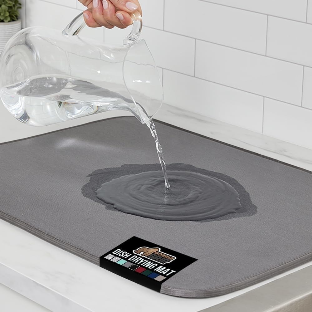 GORILLA GRIP Dish Drying Mat 18x24in Microfiber Gray
